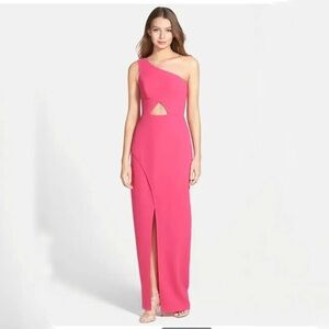 Bright Pink Gown with Cutout and Slit